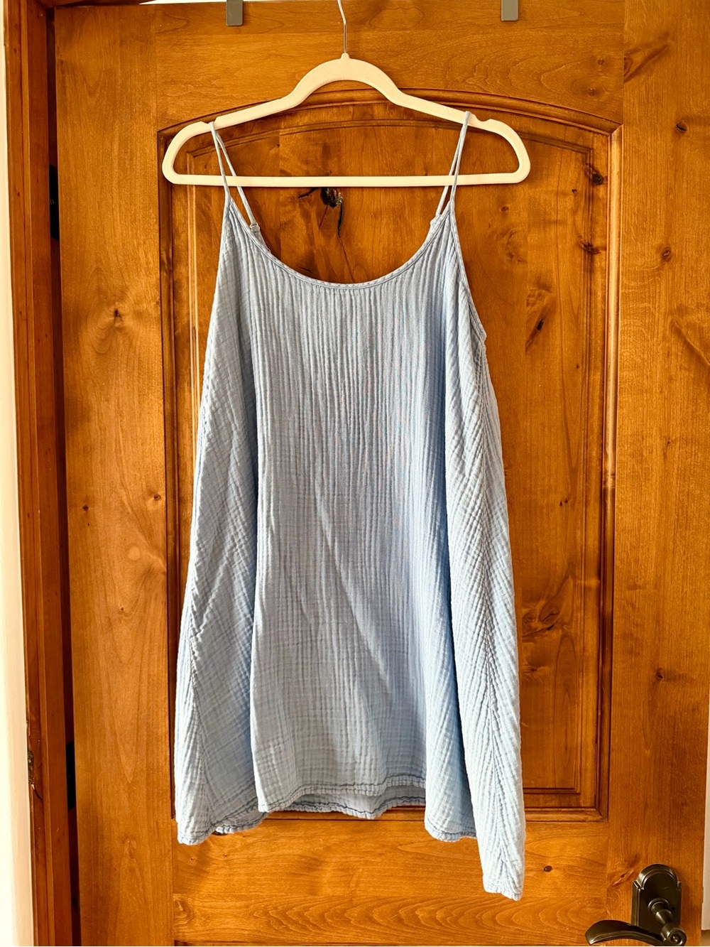Z Supply Light Blue Cotton Gauze Chemise with Spaghetti Straps